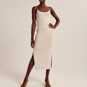 Abercrombie Slim Ribbed Midaxi Skirt Cream